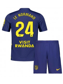 Atletico Madrid Robin Le Normand #24 Replika Borta Kläder Barn 2025-26 Kortärmad (+ byxor)